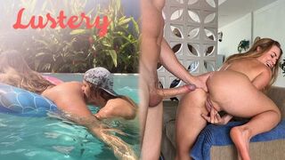 Buxom világos szőke amateur seggét kefélik úszás után
