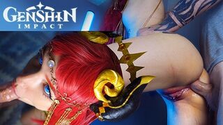 Keleti táncosnő nilou popókáját keményen megdugja a léce – genshin impact cosplay